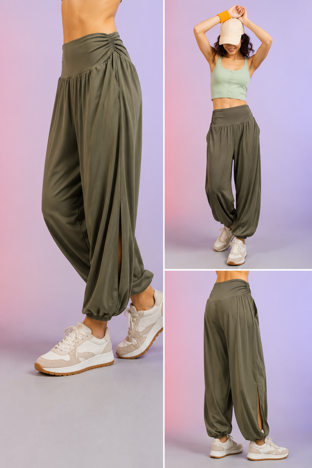 olive flow harem pants