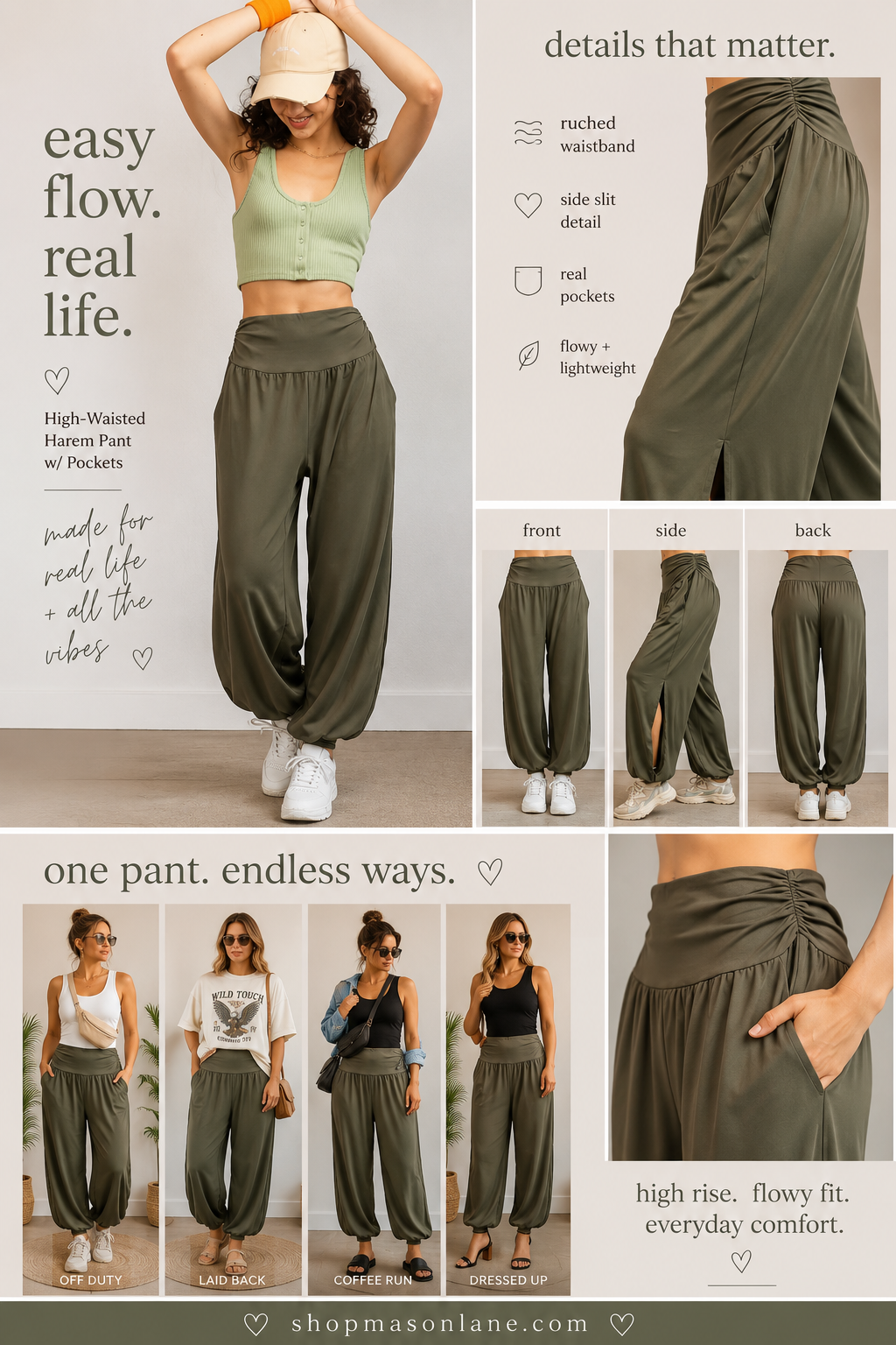 olive flow harem pants