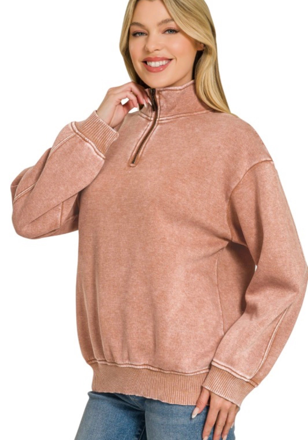 rust half zip
