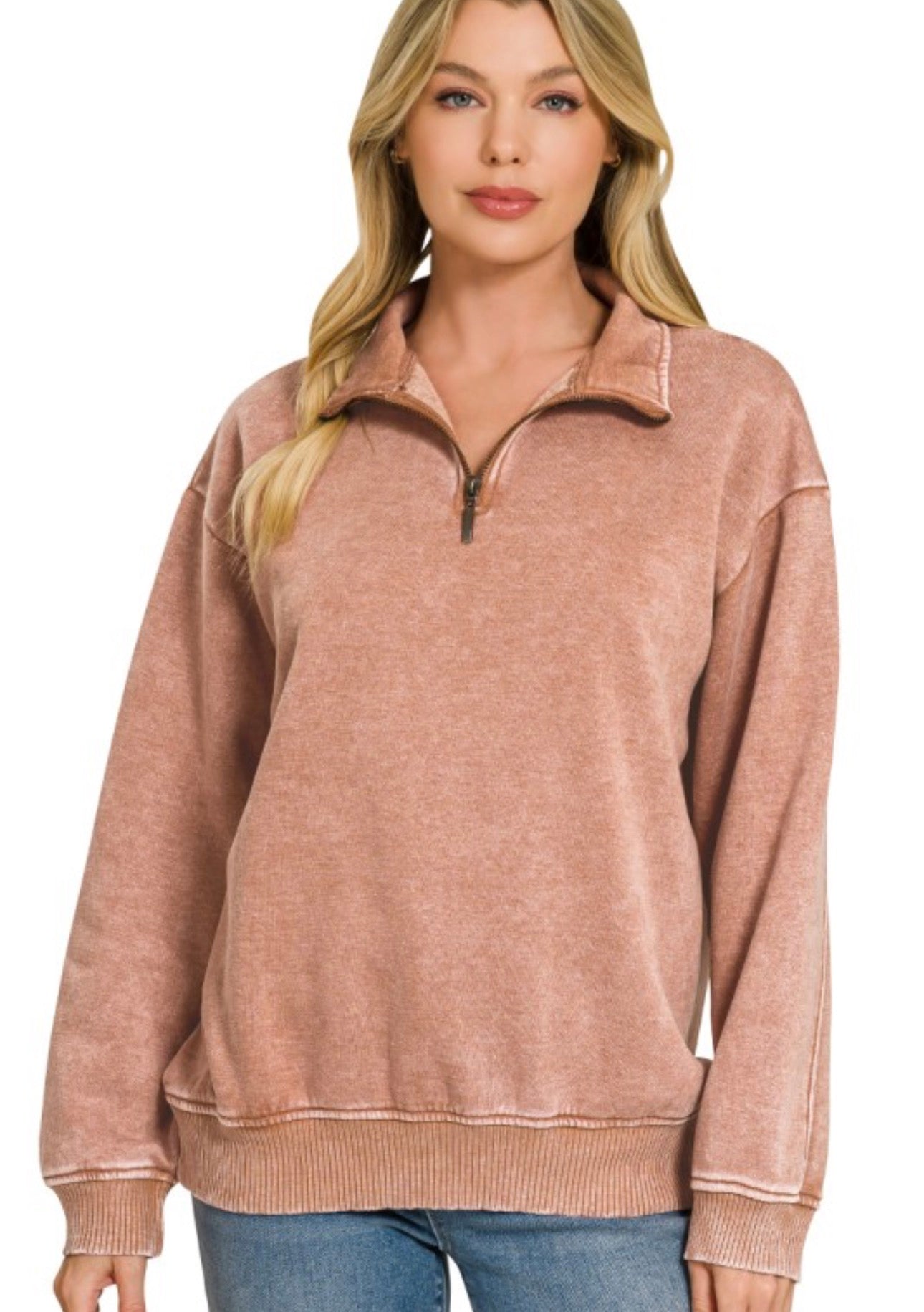 rust half zip
